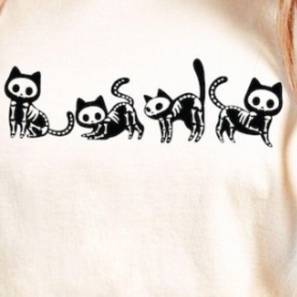 Halloween Skeleton Cat T-Shirt, Halloween Cat Shirt - Picture 2 of 3